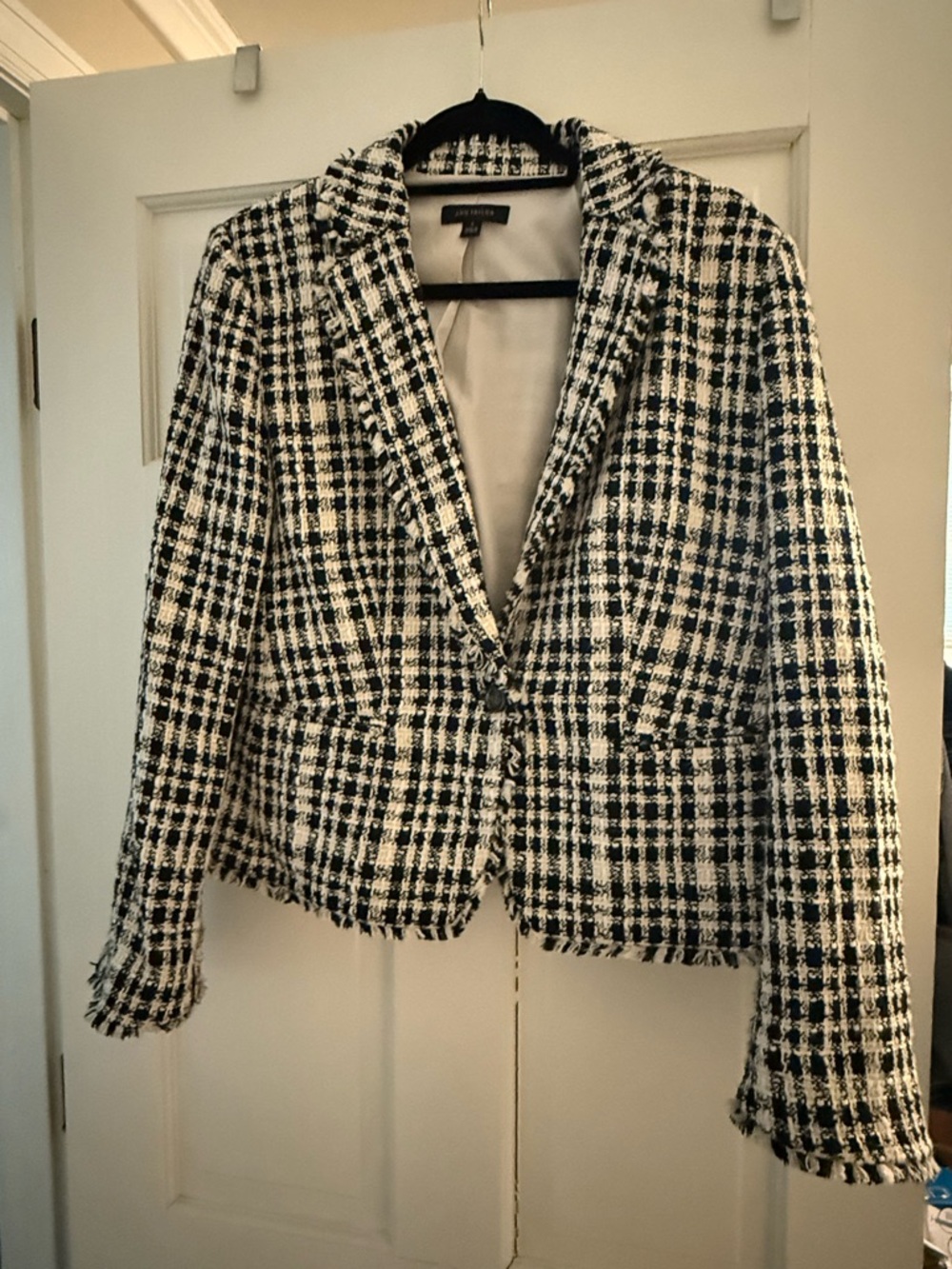 Ann Taylor Classic Black & White Tweed Blazer Jacket - Women